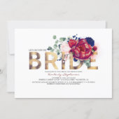 Burgundy Red and Navy Blue Floral Bridal Shower Invitation (Front)