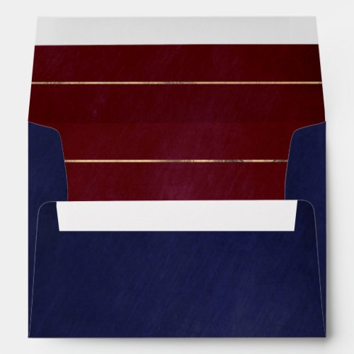Burgundy Red and Navy Blue Gold Stripes Envelope