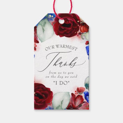 Burgundy Red and Navy Blue Wedding Thank You Gift Tags