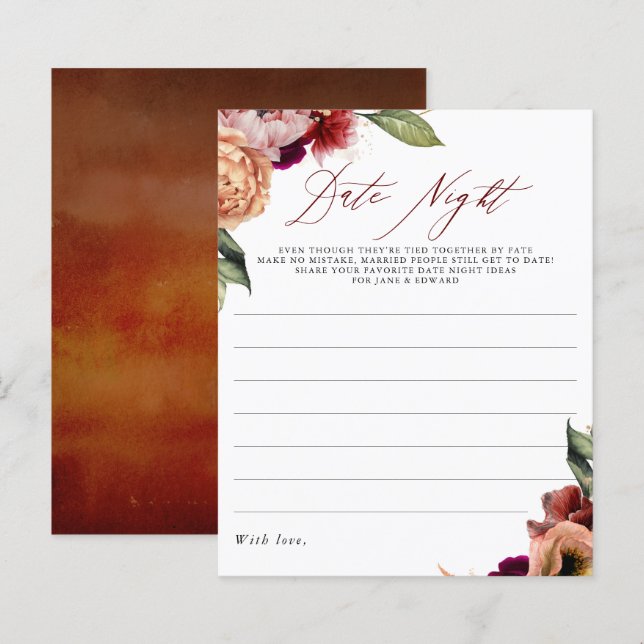 Burgundy Red and Orange Floral Date Night Ideas (Front/Back)