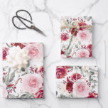 Burgundy Red and Pink Floral Botanical Elegant Wrapping Paper Sheets<br><div class="desc">Burgundy red and pink flowers botanical pattern wrapping papers</div>
