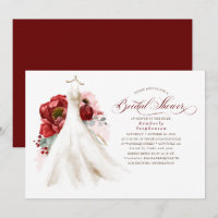 Burgundy Red and Pink Floral Dress Bridal Shower