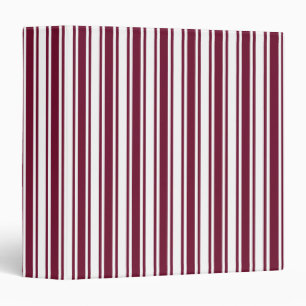 Burgundy red and white candy stripes 3 ring binder