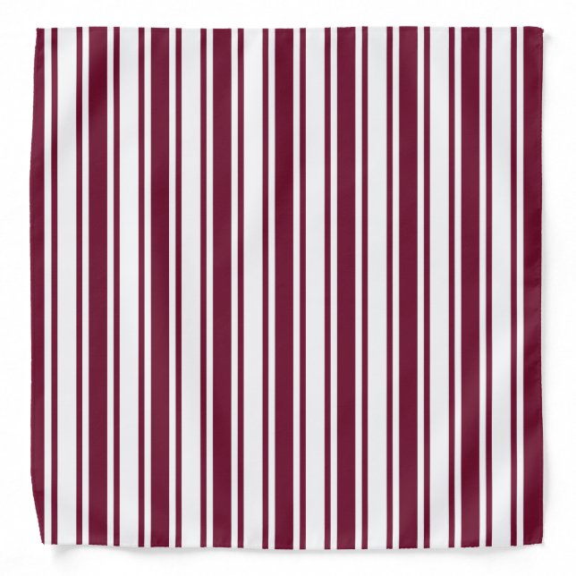Burgundy red and white candy stripes bandana (Front)