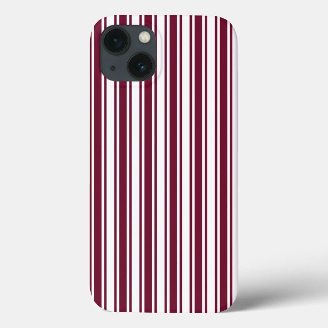 Burgundy red and white candy stripes Case-Mate iPh iPhone Case (Back)