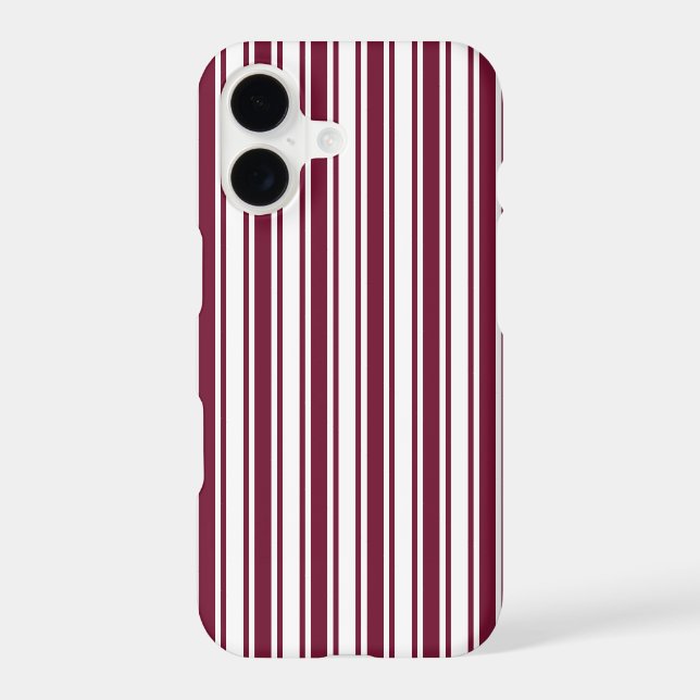 Burgundy red and white candy stripes Case-Mate iPhone case (Back)