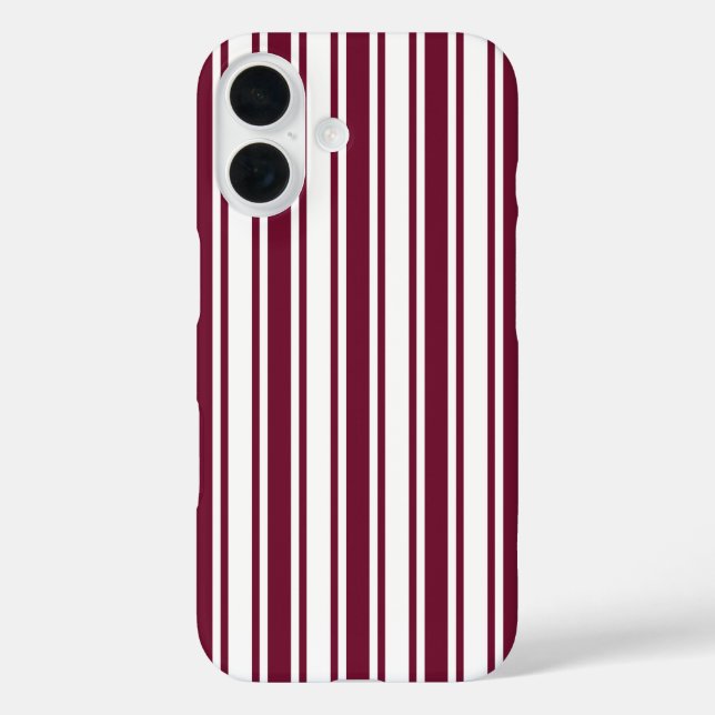 Burgundy red and white candy stripes Case-Mate iPhone case (Back)