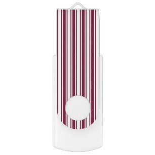Burgundy red and white candy stripes flash drive
