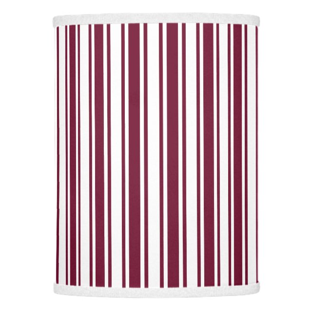 Burgundy red and white candy stripes lamp shade (Front)