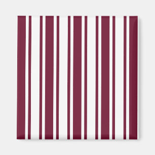 Burgundy red and white candy stripes magnet