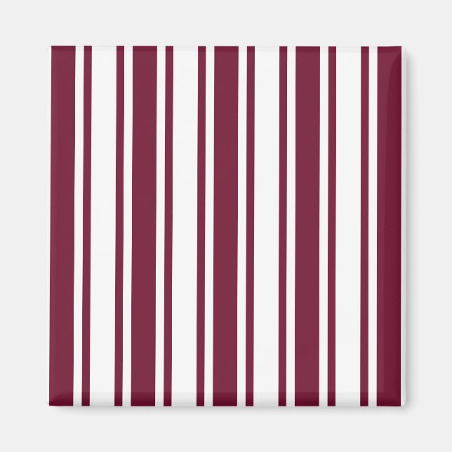 Burgundy red and white candy stripes magnet (Front)