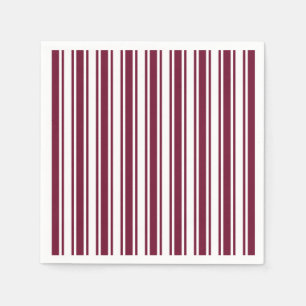 Burgundy red and white candy stripes napkins