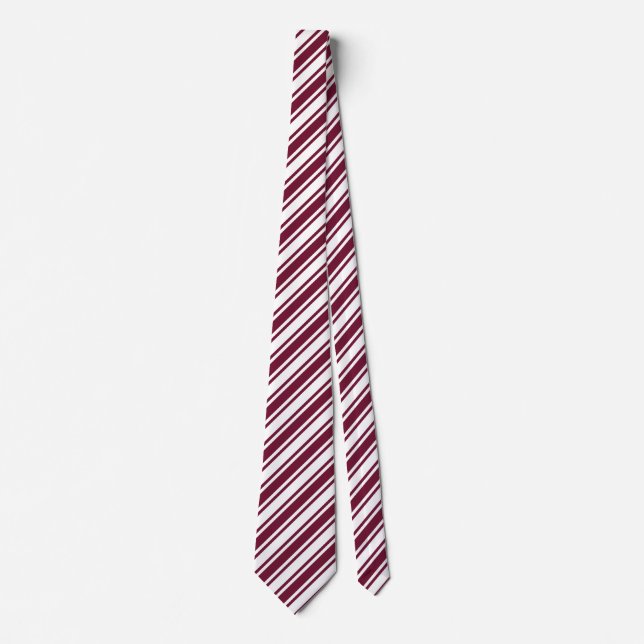 Burgundy red and white candy stripes neck tie (Front)