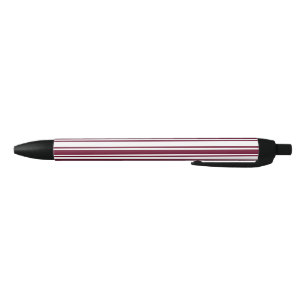 Burgundy red and white candy stripes pen