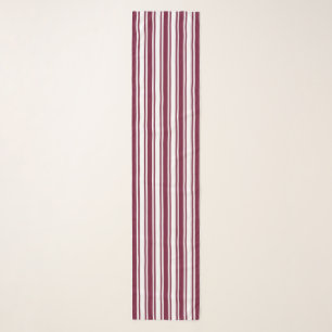 Burgundy red and white candy stripes scarf