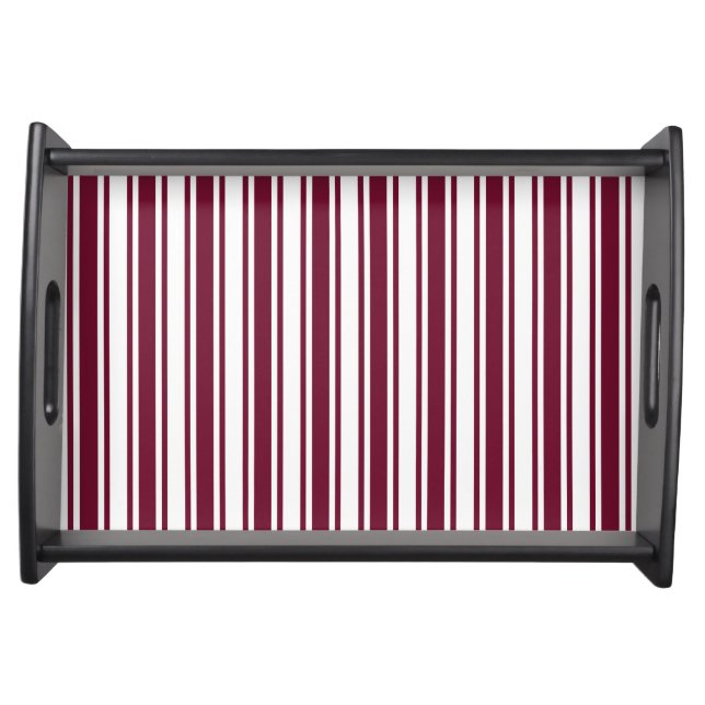Burgundy red and white candy stripes serving tray (Front)