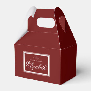 Burgundy red and white favor box