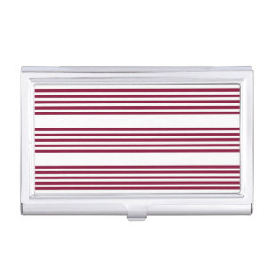 Burgundy red and white five stripe pattern business card case