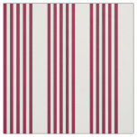 Burgundy red and white five stripe pattern fabric
