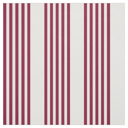 Burgundy red and white five stripe pattern fabric