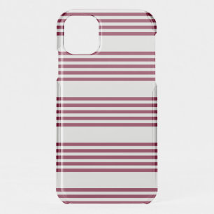 Burgundy red and white five stripe pattern iPhone 11 case