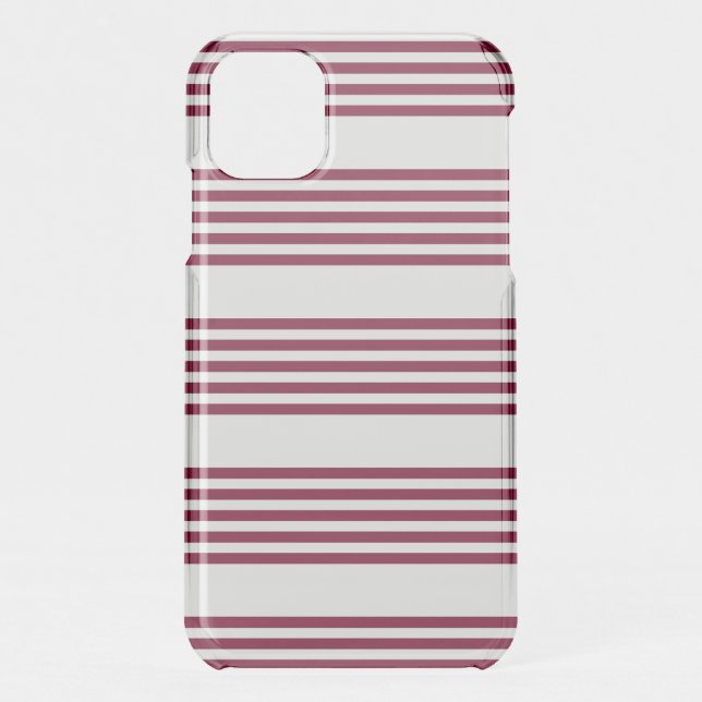 Burgundy red and white five stripe pattern uncommon iPhone case (Back)