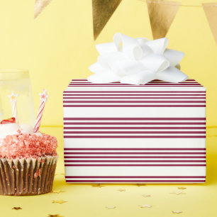 Burgundy red and white five stripe pattern wrapping paper