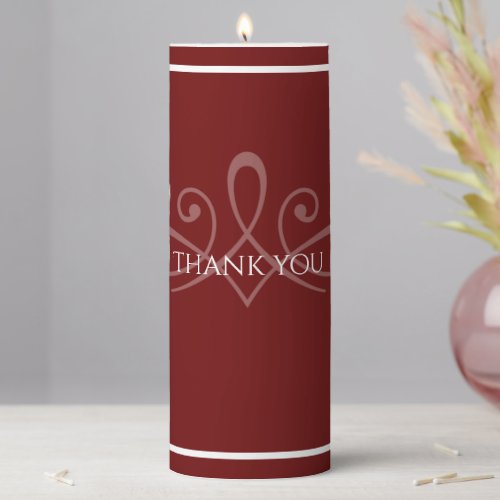 Burgundy red and white pillar candle 