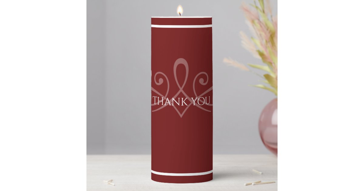 Burgundy red and white pillar candle Zazzle