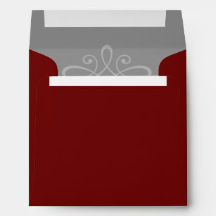 Burgundy red and white wedding invitation envelope