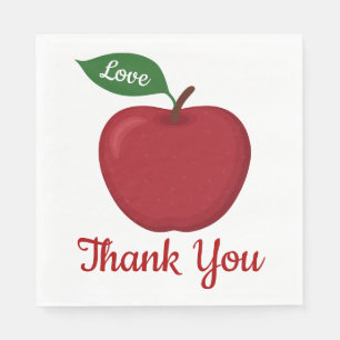 Burgundy Red Apple Thank You Wedding Party Country Napkins
