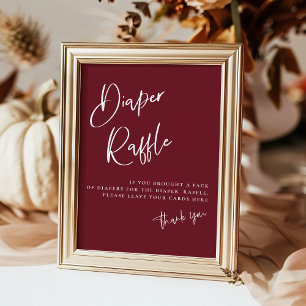 Burgundy Red Baby Shower Diaper Raffle Foam Board