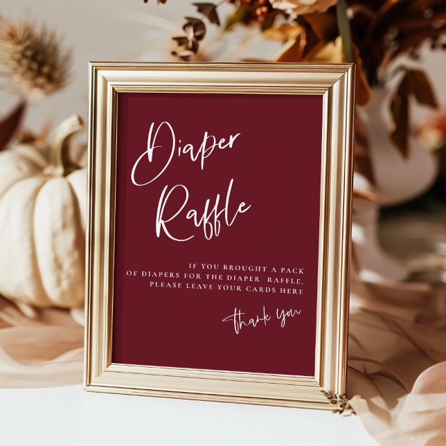 Burgundy Red Baby Shower Diaper Raffle Foam Board  (Creator Uploaded)