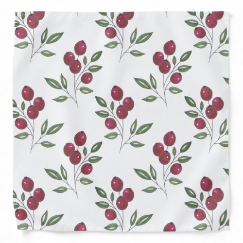 Burgundy Red Berries Pattern  Bandana