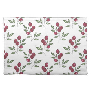 Burgundy Red Berries Pattern Cloth Placemat