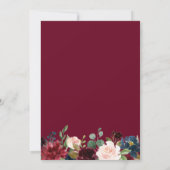 Burgundy Red Blush Blue Floral Gold Photo Save The Date (Back)