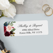 Burgundy Red Blush Blue Watercolor Floral Label at Zazzle