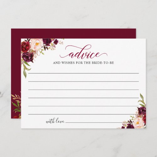 Burgundy Red Blush Floral Advice and Wishes Card