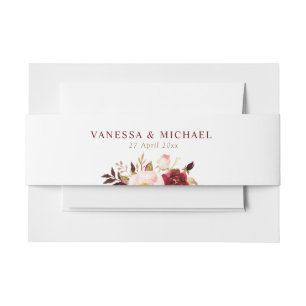 burgundy red blush floral belly band