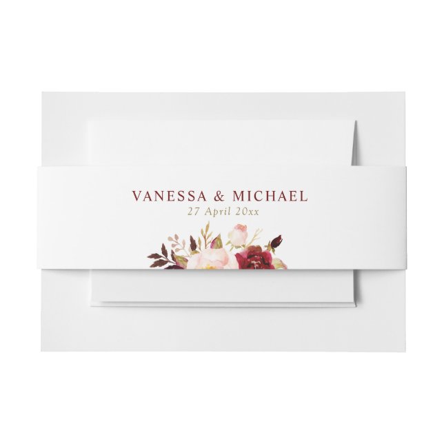 burgundy red blush floral belly band (Front Example)