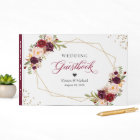 Burgundy Red Blush Floral Gold Geometric Wedding