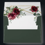 Burgundy Red Blush Gold Geometric Greenery Wedding Envelope<br><div class="desc">Design features a printed gold colored geometric frame with floral elements in shades of burgundy, red and blush over greenery, eucalyptus and flower blooms inside. The flap features a matching floral bouquet. Use a white or gold paint pen (found at most big box stores or craft outlets) to write out...</div>