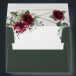 Burgundy Red Blush Gold Geometric Greenery Wedding Envelope<br><div class="desc">Design features a printed gold colored geometric frame with floral elements in shades of burgundy, red and blush over greenery, eucalyptus and flower blooms inside. The flap features a matching floral bouquet. Use a white or gold paint pen (found at most big box stores or craft outlets) to write out...</div>