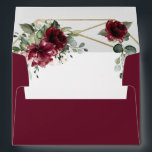 Burgundy Red Blush Gold Geometric Greenery Wedding Envelope<br><div class="desc">Design features a printed gold colored geometric frame with floral elements in shades of burgundy, red and blush over greenery, eucalyptus and flower blooms inside. The flap features a matching floral bouquet. Use a white or gold paint pen (found at most big box stores or craft outlets) to write out...</div>