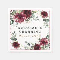 Burgundy Red Blush Gold Geometric Greenery Wedding