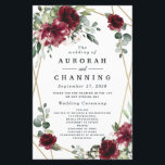 Burgundy Red Blush Gold Greenery Wedding Programs<br><div class="desc">Design features a printed gold colored geometric frame with floral elements in shades of burgundy,  red and blush over greenery,  eucalyptus and flower blooms.</div>