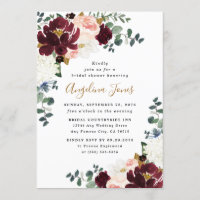 Burgundy Red Blush Pink and Gold Bridal Shower