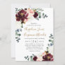 Burgundy Red Blush Pink and Gold Floral Wedding Invitation