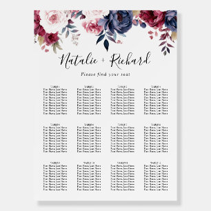 Burgundy Red blush pink floral watercolor wedding Foam Board