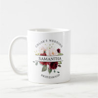 Burgundy Red Blush Pink Rose Floral Mug